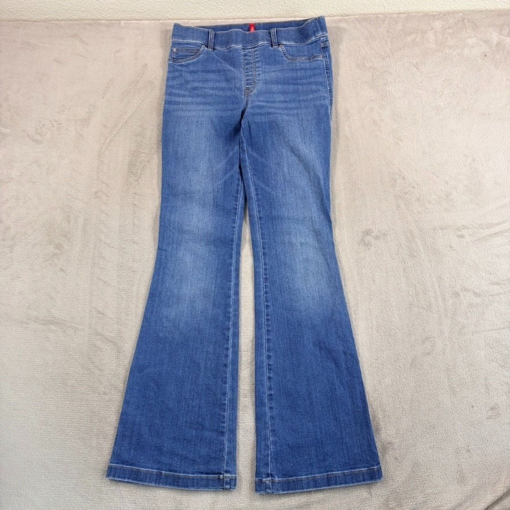 SPANX shape EveryWear Flare Jeans in Blue Women Large High Rise Stretch Denim